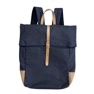 Clarks Canvas Roll Top Backpack Navy Tan